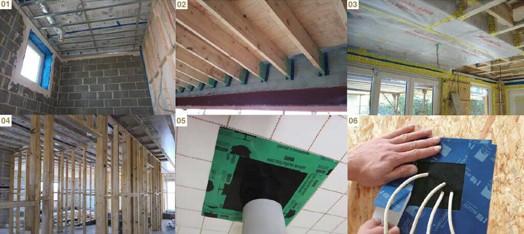 Image showing airtightness membranes and specialised seals around ductwork and wires