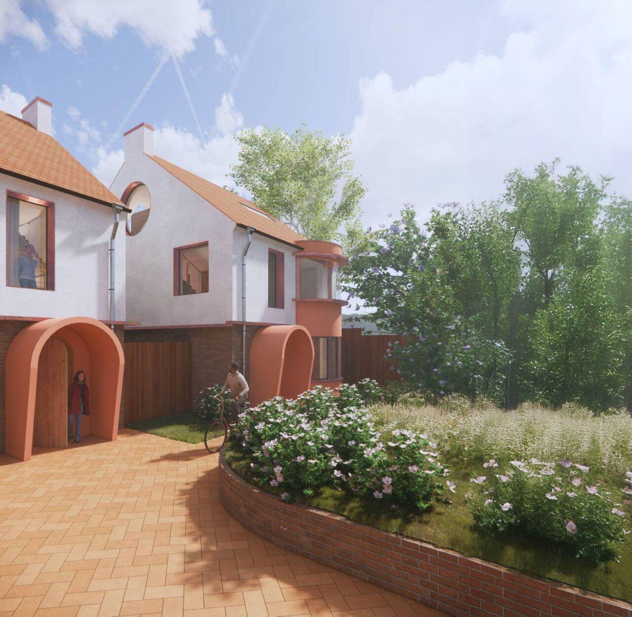 Low-Energy-Home-Greenwich-Three-Houses-Backland-Development-Sustainable-Architecture-2MC-Front-view