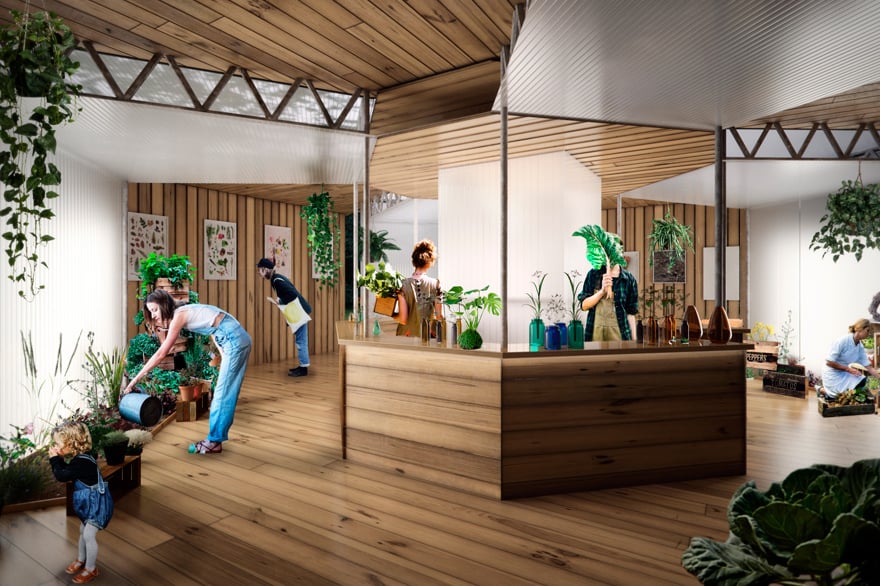 RISE-Design-Studio-Architects-Queens-Park-Community-Pavilion-Plants-Out-Of-Place-3AF-02-Interior-View