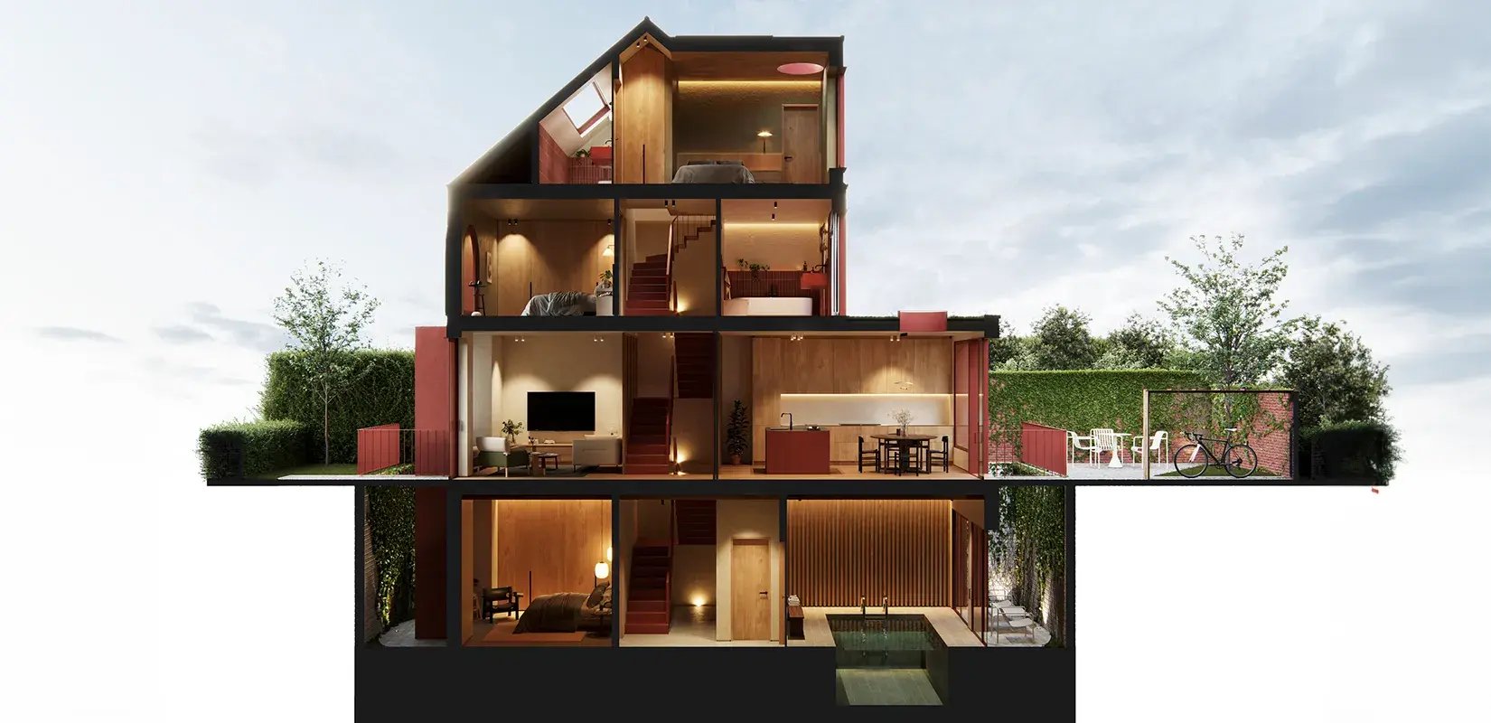RISE-Design-Studio-Architects-Red-Arches-House-Backland-Development-2CB-Long-Section