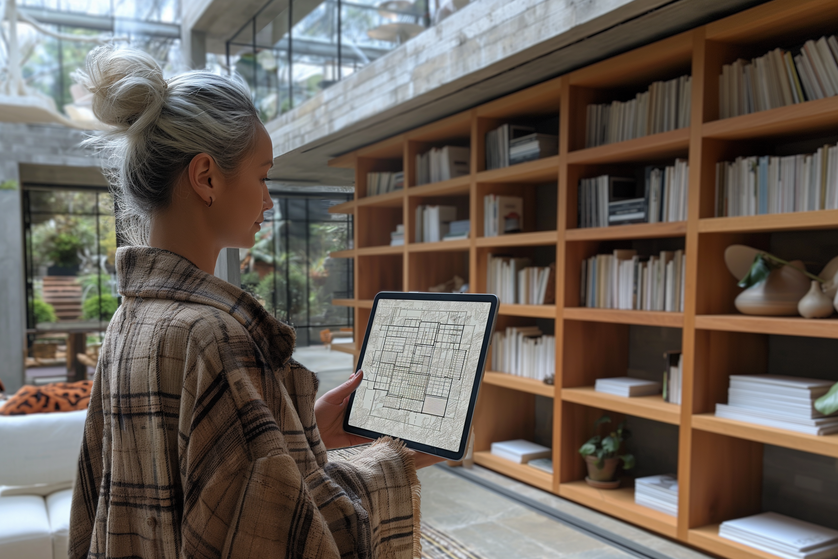 RISE-Design-Studio-Client-Reviewing-Drawings-iPad-tablet