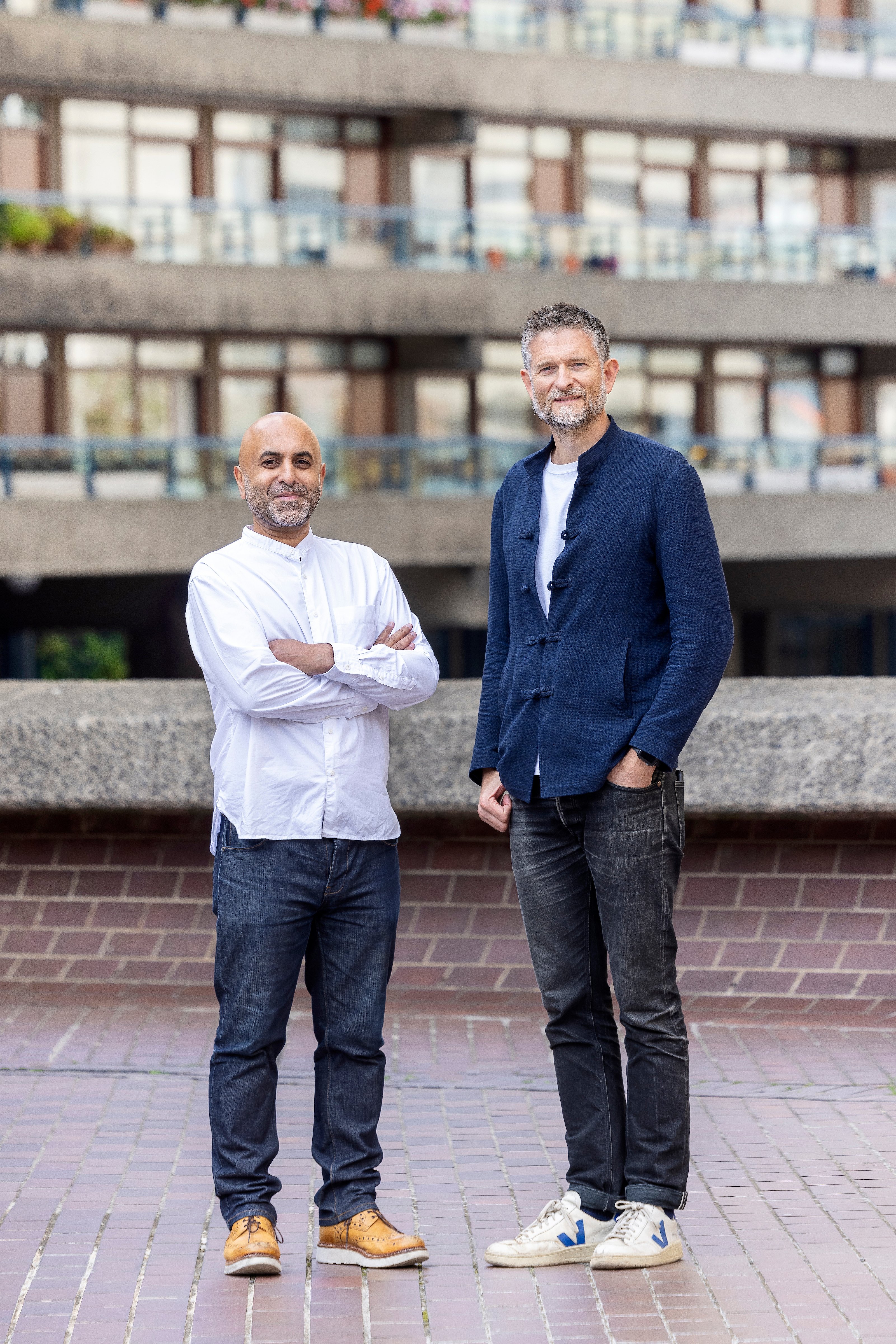 RISE Design Studio Directors Architects Sean Ronnie Hill and Imran Jahn at the Barbican London