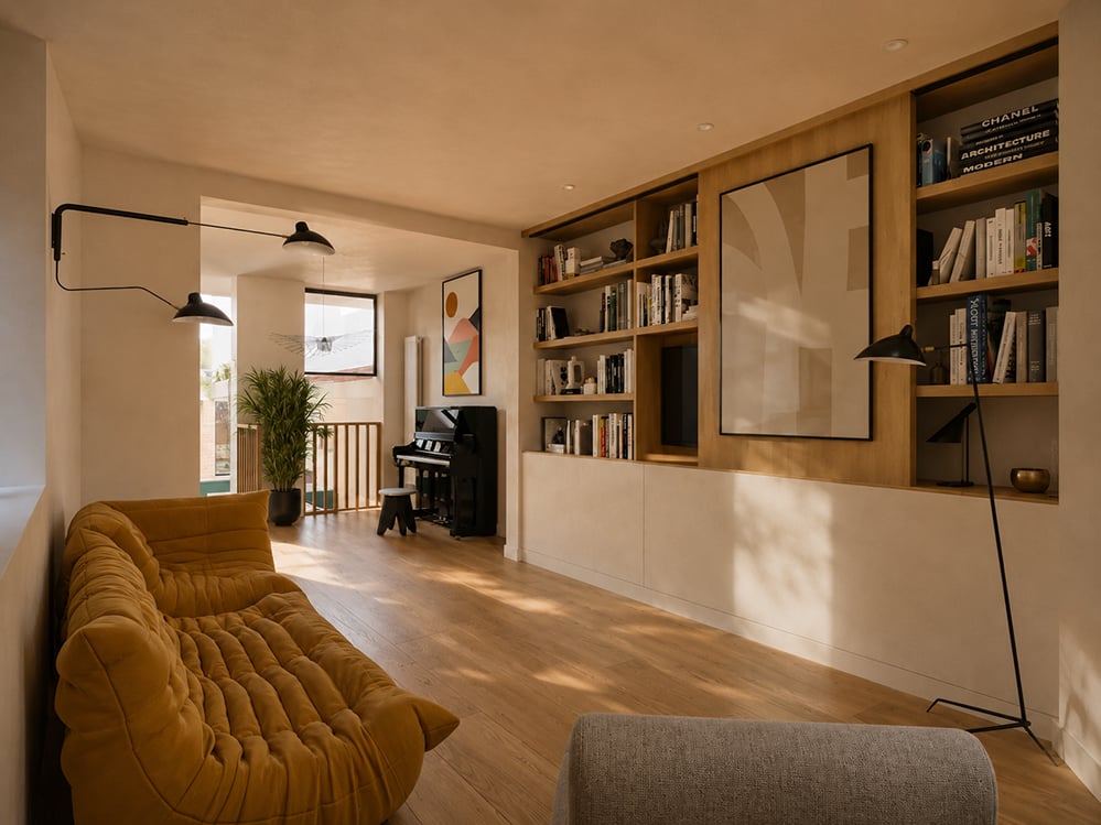 ice-cream-house-3-hampstead-living-room-piano-bespoke-joinery-rise-design-studio