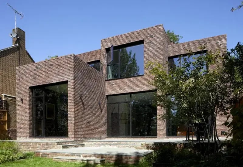Sustainable contemporary brick house designed by RISE Design Studio architects in London
