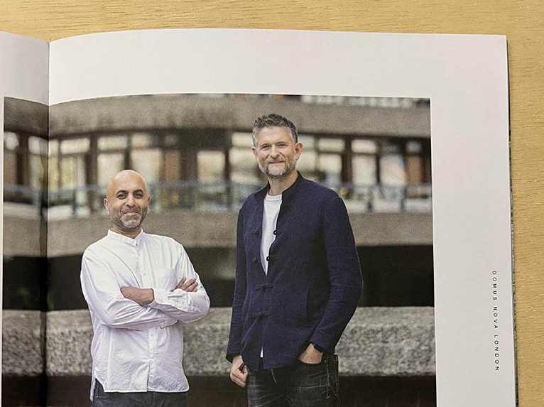 Portrait of Imran and Sean from RISE Design Studio, photographed for Domus Nova’s Autumn Edition, representing their work as sustainable Queen’s Park architects and West London architects focused on low-energy design.